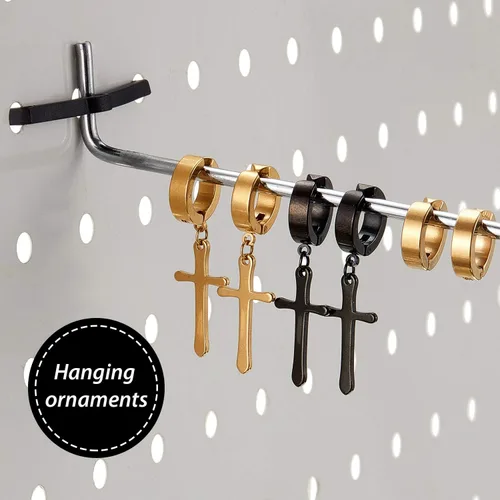 Miniatura 6 de Mudder Clips de gancho para tablero de clavijas, cerraduras de plástico negro, retenedores de gancho para tablero de clavijas, organizador