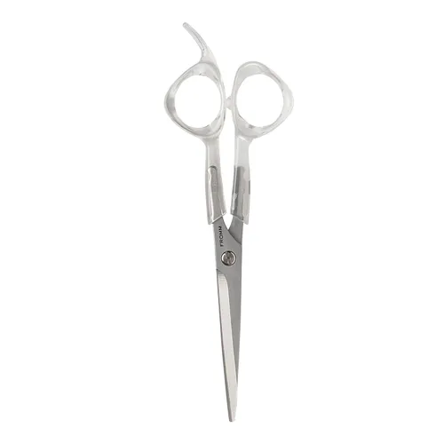 Fromm Professional Venture - Tijeras de corte y recorte de cabello fáciles de 5.75 pulgadas en plata transparente y mate, tijeras de acero japonés