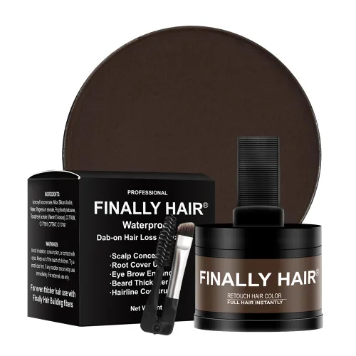 Miniatura 7 de Finally Hair Fibras de cabello rubio oscuro impermeables y corrector de pérdida de cabello, cobertura gris, creador de línea de cabello, potenciador