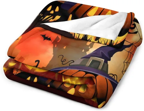 Miniatura 3 de Mantas de noche de Halloween de dibujos animados para sofá y cama, manta de castillo de bosque de terror, manta suave, acogedora, ligera