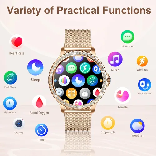 Miniatura 6 de Relojes inteligentes para mujer (llamada/respuesta de llamada) 1.32 pulgadas HD reloj de mujer con ritmo cardíaco sueño rastreador de fitness