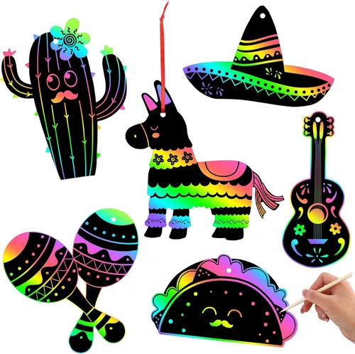 Miniatura 24 de JULMELON Paquete de 36 tarjetas para rascar con diseño de manzanas para el regreso a clases, tarjetas para rascar arcoíris con cintas de lápiz