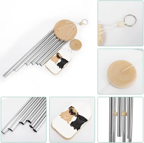Miniatura 3 de Divertidos carillones de viento conmemorativos para perros con 6 tubos de aleación de aluminio, campanillas de viento, regalo para patio al aire