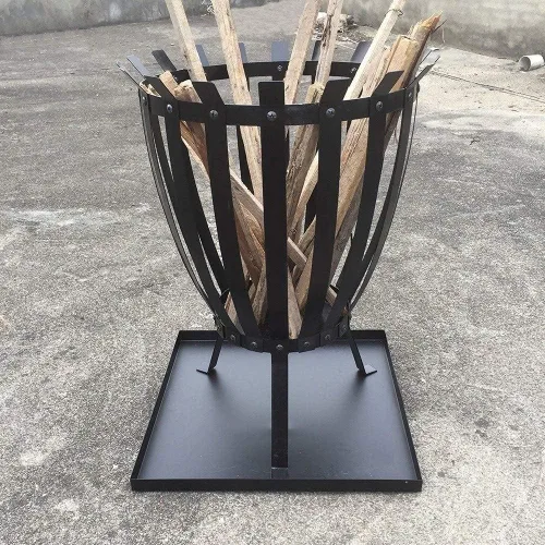 Miniatura 5 de Estufas de leña con gancho, hogueras de metal alto negro para exteriores, para patio, jardín, campamento, playa, picnic, 18 x 24.4 pulgadas