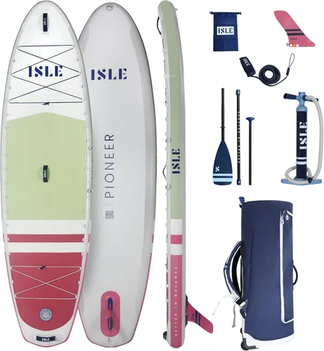 Miniatura 12 de ISLE Pioneer - Tabla inflable de remo para pie, incluye correa de bobina, aleta de giro, mochila de viaje, bomba de mano, remo - SUP apto