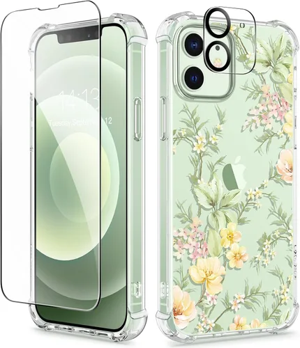 Miniatura 176 de GVIEWIN - Funda floral para iPhone 14 de 6.1 pulgadas, protector de pantalla + protector de lente de cámara, no se amarillenta, a prueba de golpes
