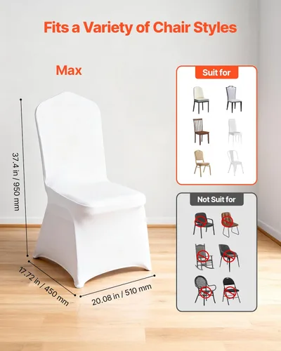 Miniatura 152 de VEVOR 150 fundas blancas para sillas de poliéster y elastano, fundas elásticas para bodas, fiestas, comedor, banquetes, sin pinzas, 150