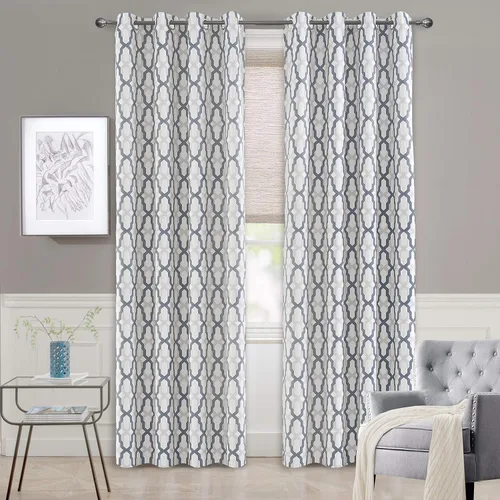Miniatura 20 de DriftAway Mason - Cortinas térmicas opacas con ojales para ventanas, diseño geométrico de enrejado, 2 paneles, cada uno de 52 pulgadas por 63 Gris
