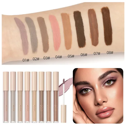 Miniatura 2 de MAEPEOR Sombra de ojos líquida mate 8 colores neutral desnuda suave sombra de ojos ligera de alto pigmento e impermeable sombra de ojos líquida