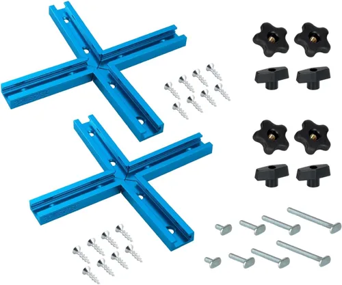 Miniatura 14 de POWERTEC 71169 Pista en T universal de 48 pulgadas con 2 abrazaderas de sujeción, azul anodizado