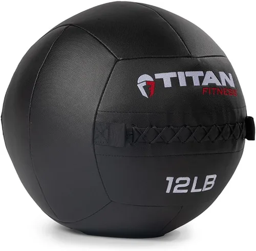 Miniatura 15 de Titan Fitness LB Soft Shell - Bola de pared medicinal con laminado de policompuesto y textura cruzada, agarre antideslizante para lanzar, fuerza