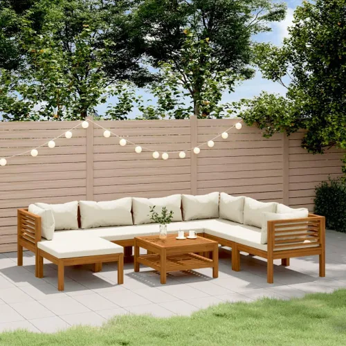 Miniatura 20 de 6 Piece Outdoor Patio Furniture Set, Modular Acacia Wood Garden Lounge Set with Weather Resistant Cushions, Cream Brown Modern Seating for Balcony