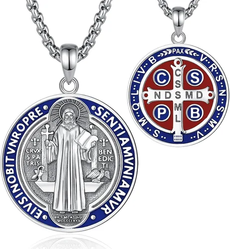 Miniatura 86 de CELESTIA Medallas de plata de ley 925 San Miguel/San Cristóbal/San Benito/San Gabriel/Virgen María/Jesús/Caravaca/Metatrón/Sello de los Siete