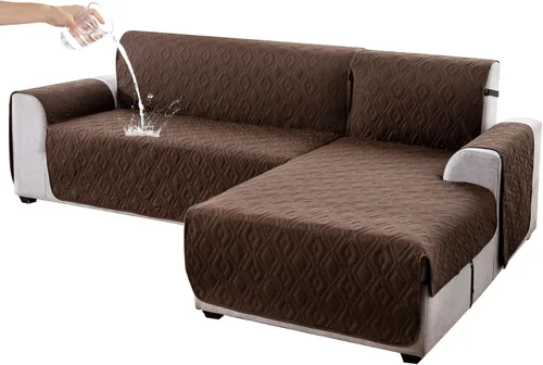 Miniatura 17 de Genina Fundas de Sofá Seccional para Perros Fundas de Sofá en Forma de L Funda de Chaise Lounge Funda de Sofá Reversible Protector de Muebles Beige