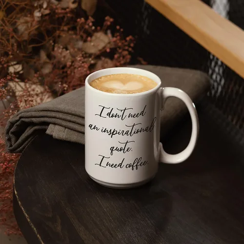 Miniatura 2 de Taza de café "I Need Coffee"; taza de cerámica blanca fresca de 15 onzas con un divertido eslogan; gran regalo único de cumpleaños o novedad