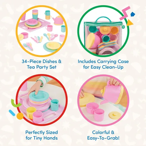 Miniatura 4 de Battat – Play Circle – Juego de Vajilla – Platos, Tazas y Juguetes de Fiesta de Té – Juguetes de Cocina para Niños Pequeños – Juego de Simulación