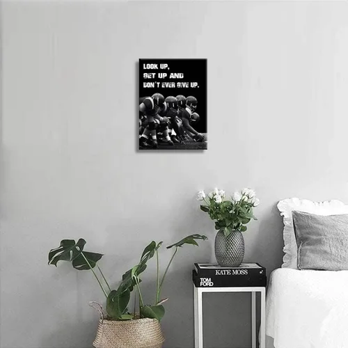 Miniatura 4 de Arte inspirador de pared con texto en inglés «Look Up and Dont Ever Give Up», decoración de fútbol para habitación de niños, fotos de afirmaciones
