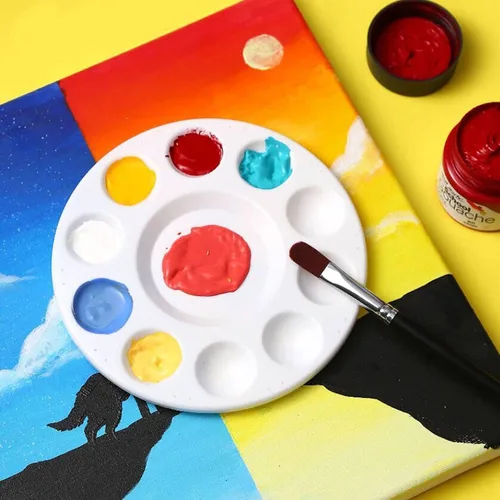 Miniatura 2 de Paletas de bandejas de pintura, paletas blancas de plástico para niños y estudiantes, bandeja de pintura para clase de arte, manualidades