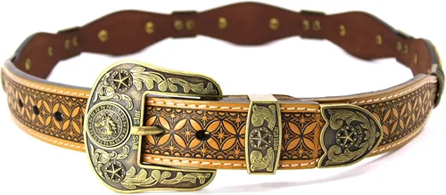 Miniatura 3 de West Star Concho Rodeo Cowboy - Cinturón de piel auténtica