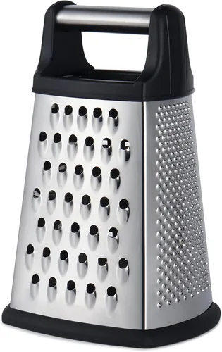 Kaishun Rallador profesional de queso, rallador de caja de acero inoxidable de 4 caras, triturador de alimentos para queso, parmesano, verduras,