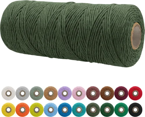 JeogYong Cordón de macramé de un solo hilo 2mm x 164 yardas (492 pies) Cuerda de algodón suave, hilo de macramé 2 mm, suministros de macramé para