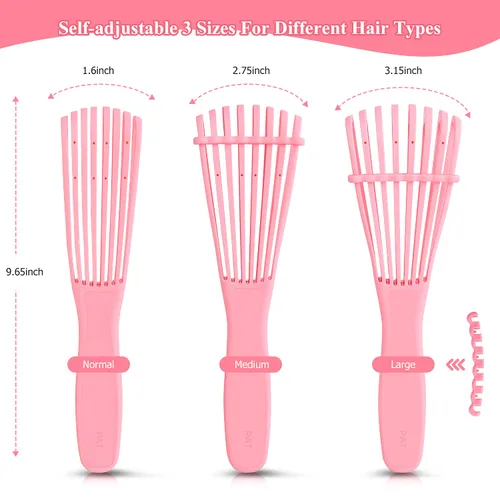 Miniatura 3 de Cepillo desenredante para el cabello, cepillo desenredante para adultos y niños, juego de peines para cabello rizado, ondulado y con bucles