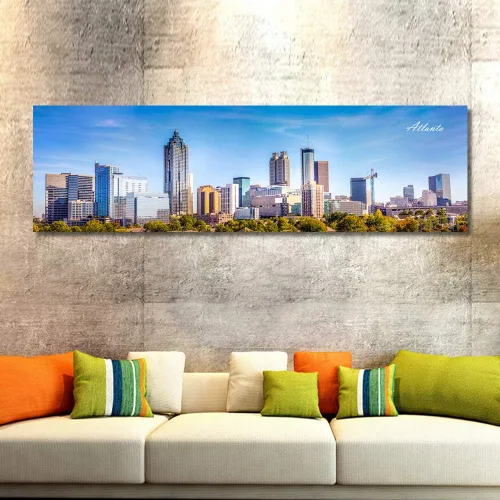 Miniatura 2 de Atlanta Skyline - Arte de pared para sala de estar, lienzo de paisaje urbano, decoración moderna para el hogar, imágenes panorámicas, edificio