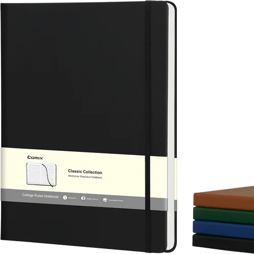Miniatura 8 de COMIX Paquete de 3 cuadernos de diario rayados A4, 240 páginas, tamaño grande, 8.5 x 11 pulgadas, negro, cuadernos de tapa dura para hombres