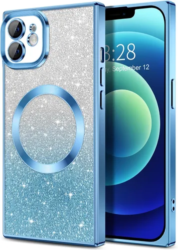 Miniatura 119 de Hython Funda para iPhone 13 Pro transparente con purpurina magnética [compatible con MagSafe] Protector completo de lente de cámara delgado