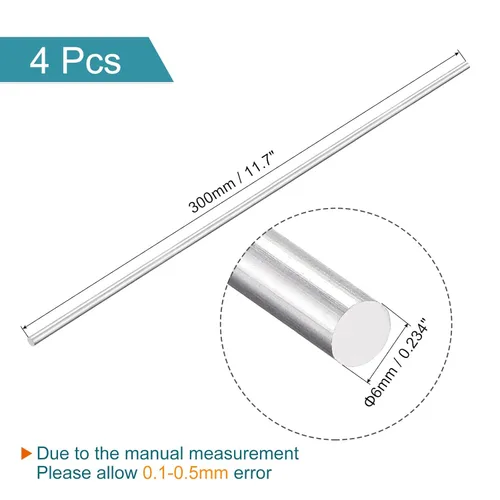 Miniatura 2 de MECCANIXITY Varilla redonda sólida de aluminio de 0.236 in de diámetro, 11.811 in de longitud, para manualidades, paquete de 4