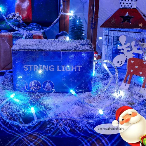 Miniatura 7 de 100 luces LED de Navidad, 33 pies, luces de cadena extensibles de 8 modos, impermeables para exteriores, luces de hadas parpadeantes enchufables