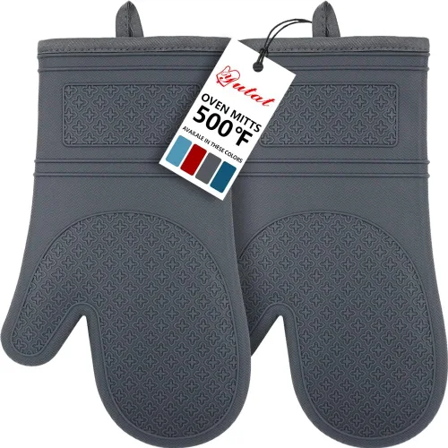 Miniatura 25 de YUTAT Silicone Oven Mitts,Heat Resistant 500F Kitchen Mitts 2PCS,Waterproof Cooking Gloves with Soft Polyester Filling for Kitchen Cooking Baking