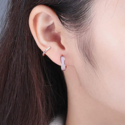 Miniatura 203 de CiNily Aretes Huggie de ópalo con bisagras, chapados en oro, hipoalergénicos, pequeños aretes de aro para mujeres, adolescentes, niñas, hombres