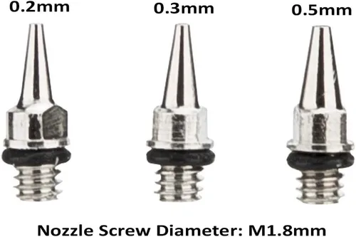 Miniatura 6 de Youteo - Boquilla de aerógrafo de 0.008 in, 0.012 in, 0.020 in, agujas de aerógrafo y boquilla de repuesto para pistola de pulverización de aerógrafo