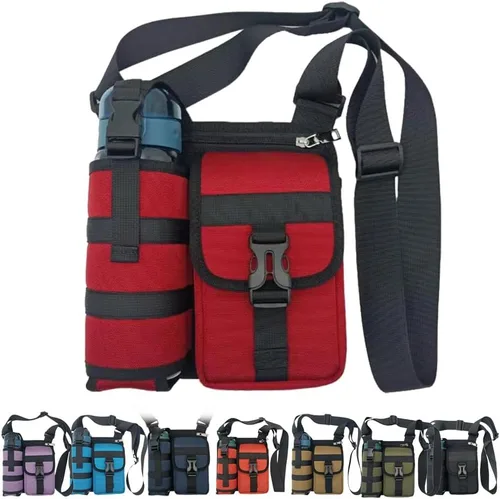 Miniatura 9 de Bolsas de hombro con soporte para botella de agua, bolsa cruzada para botella de agua, bolsa cruzada para deportes al aire libre, Azul, Bolsa