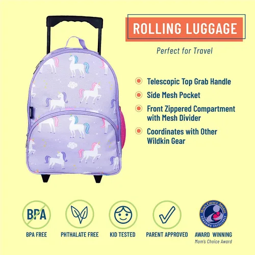 Miniatura 2 de Wildkin - Mochila con ruedas para niños y niñas, la mochila tiene un tamaño ideal para ser transportada y es perfecta para la escuela