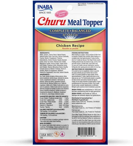 Miniatura 6 de INABA Churu - Cubrecomida para gatos, completa y equilibrada, cremosa, para lamer puré para gatos, tubo de 0.5 onzas, 24 tubos (4 por paquete)