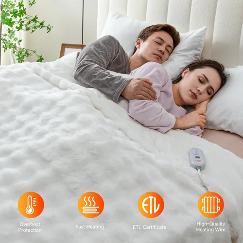 Miniatura 8 de Manta Eléctrica Térmica de Forro Polar Suave y Gruesa de 50"x60" para Sofá con 5 Niveles de Calor y 4 Horas de Apagado Automático, Protección contra