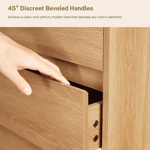 Miniatura 7 de TEENFON 55" Dresser for Bedroom with 6 Drawers, Dressers & Chests of Drawers with Curved Profile Design, 6 Drawer Dresser, Bedroom Dressers, Wood