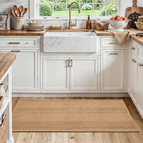 Miniatura 18 de MatEssenz Alfombrillas de cocina de 20 x 30 pulgadas para piso, alfombras de cocina tejidas, lavables a máquina, estilo bohemio, antideslizantes