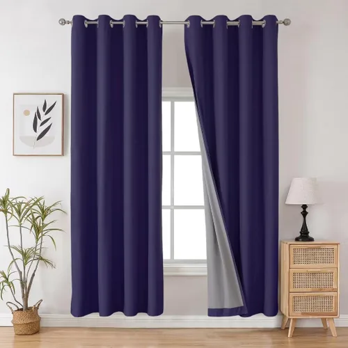 Miniatura 63 de Joydeco - Juego de 2 paneles de cortinas opacas de 63 pulgadas, 2 cortinas largas con aislamiento térmico burg, cortinas de oscurecimiento