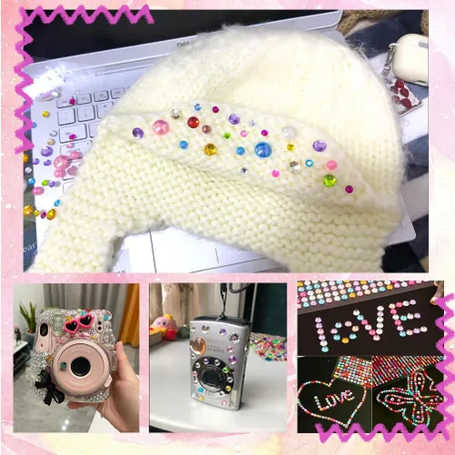 Miniatura 6 de 2064 calcomanías de diamantes de imitación, autoadhesivas, 4 colores, 12 hojas de diamantes de imitación para el cabello para hacer manualidades