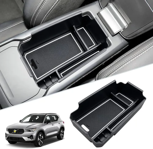 Miniatura 14 de SKTU Organizador de consola central compatible con Tiguan Allspace LWB 2018-2020, inserción de accesorios ABS negro, bandeja de materiales negros