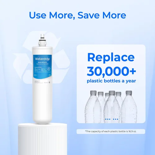 Miniatura 6 de Waterdrop FQK1R, GXULQR - Filtro de agua para debajo del fregadero, repuesto para cabeza hexagonal GE FQK1R, GXULQR, compatible con GE GXK140TNN