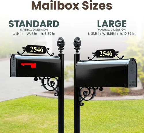 Miniatura 5 de Charleston Buzón y sistema de correos – Buzón negro resistente a la corrosión – Incluye placa de dirección, números, desplazamiento y accesorios