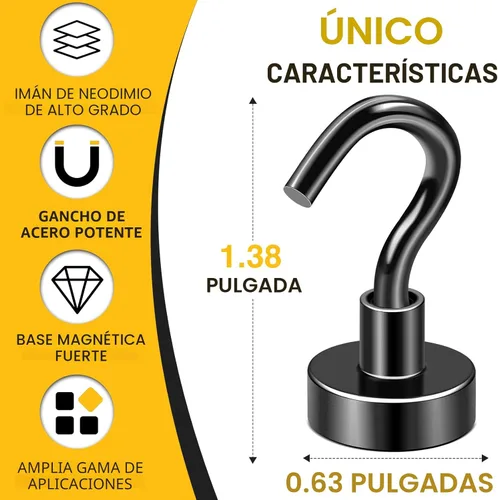 Miniatura 2 de DIYMAG - Ganchos magnéticos extrafuertes, imanes resistentes de tierras raras con gancho para colgar, para cabañas, parrillas, refrigerador, crucero