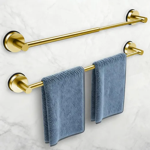 Miniatura 10 de Toalleros de 14.6 a 24 pulgadas para baño, barra de toalla ajustable con ventosa para pared de baño, soporte de toalla de baño de acero inoxidable