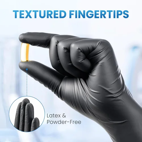 Miniatura 8 de Borje Guantes de nitrilo XL, 100 guantes desechables, negros, sin látex y polvo, 6 mil, examen médico, seguros para alimentos, cocina, mecánicos