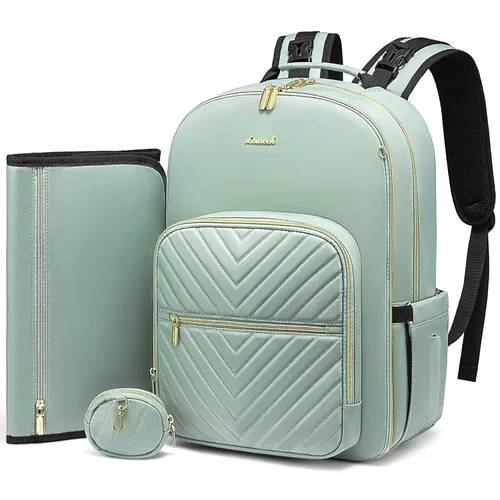 LOVEVOOK - Mochila para pañales, bolso acolchado para bebé con cambiador y porta chupón, mochila impermeable de viaje para pañales para niños y