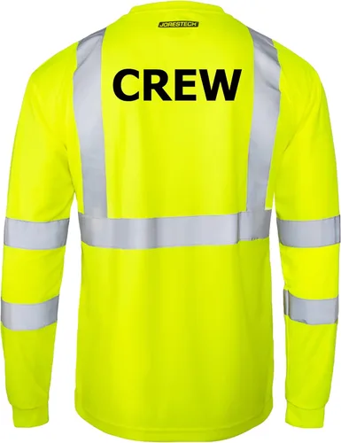 JORESTECH Camiseta de seguridad reflectante de alta visibilidad impresa manga larga amarillo/lima ANSI Clase 3 Nivel 2 Tipo R TS-02